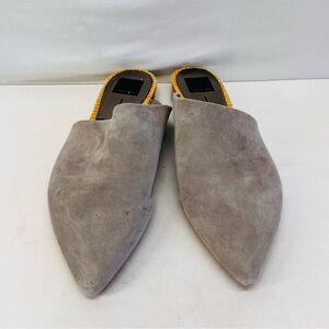 Dolce Vita Gray Mules with Yellow Trim